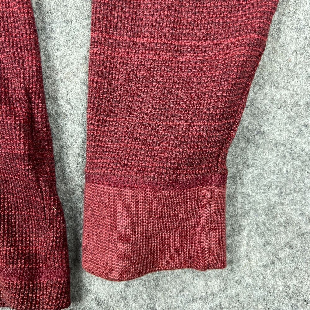 Lucky‎ Brand Sweater Mens Large Red Thermal 1/4 Zip Mock Neck Pullover Pockets - Picture 6 of 13